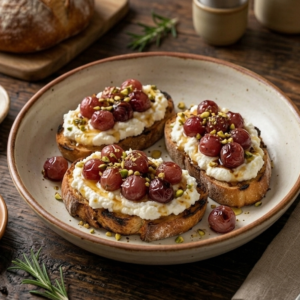 Whipped Ricotta & Roasted Grape Crostini